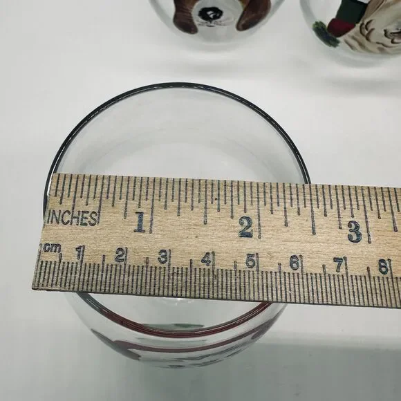 Christmas Holiday Dogs Stemless Wine Glasses Pier 1 Imports Hand Painted - Picture 8 of 16